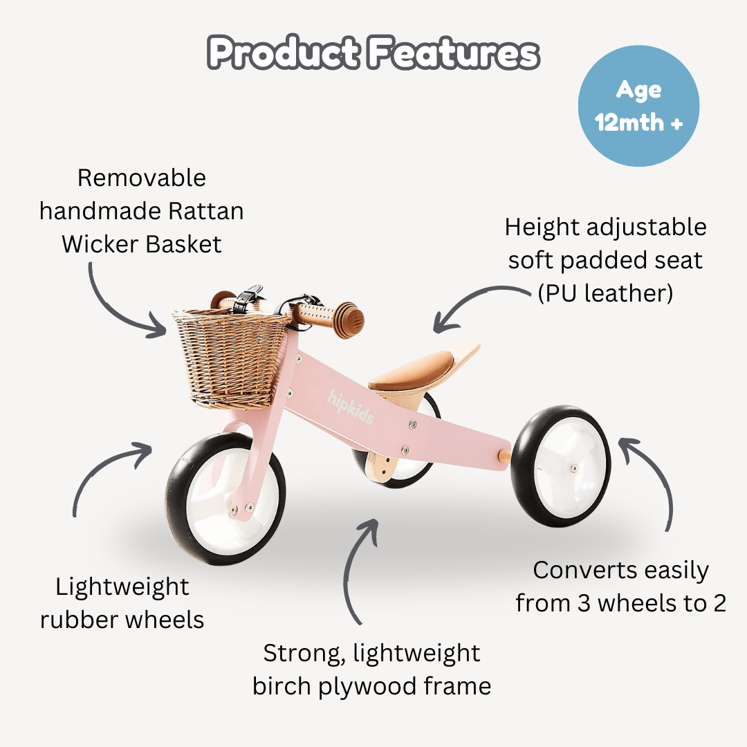 2 in 1 Toddler Mini-Trike/Balance Bike with Wicker Basket 11 2 in 1 Toddler Mini-Trike/Balance Bike with Wicker Basket