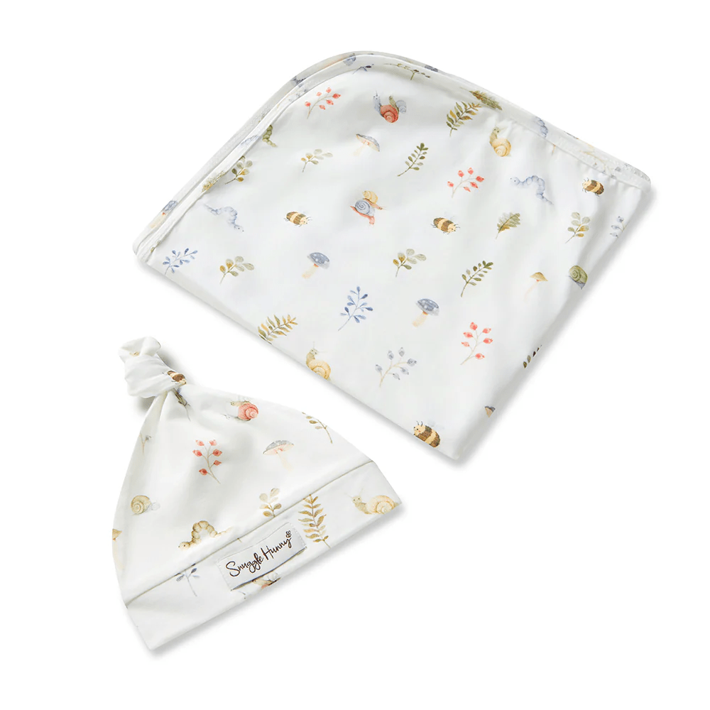 Snuggle Hunny Garden Friends Organic Jersey Wrap & Beanie Set 2 Snuggle Hunny Garden Friends Organic Jersey Wrap & Beanie Set