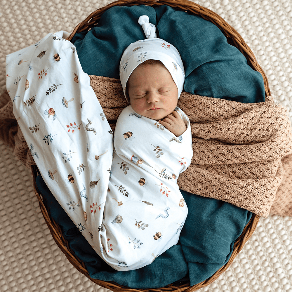 Snuggle Hunny Garden Friends Organic Jersey Wrap & Beanie Set 6 Snuggle Hunny Garden Friends Organic Jersey Wrap & Beanie Set