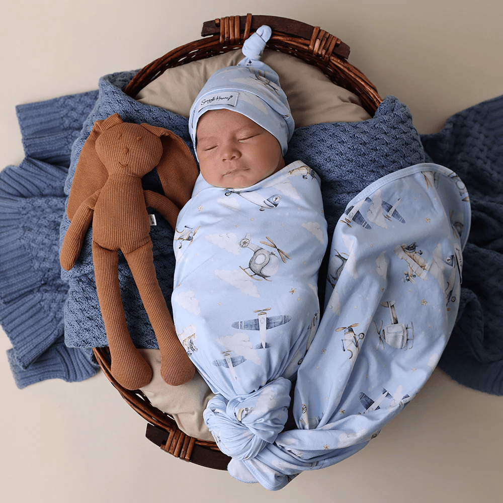 Snuggle Hunny Taking Flight Organic Jersey Wrap & Beanie Set 5 Snuggle Hunny Taking Flight Organic Jersey Wrap & Beanie Set
