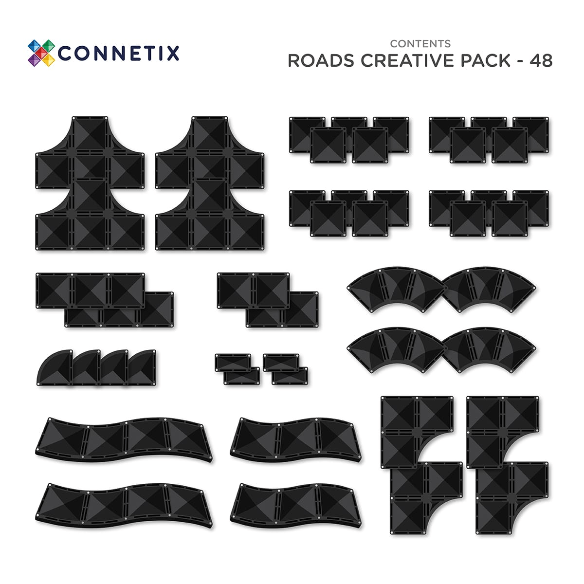 Connetix Tiles Creative Roads Pack 48 Piece 12 Connetix Tiles Creative Roads Pack 48 Piece