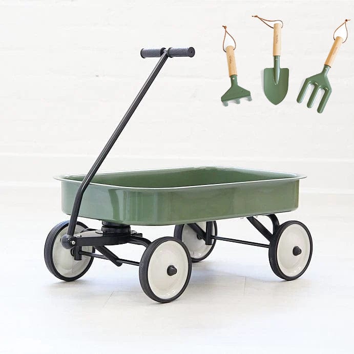 Wagon & 3pcs Garden Tool Set Bundle