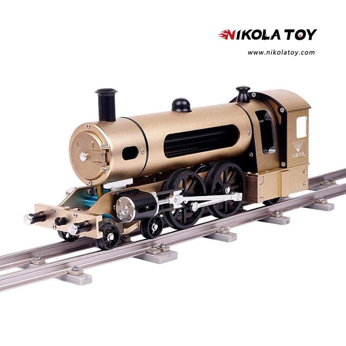 NIKOLATOY® Teching Engine Steam Train Model With Pathway Full Aluminum Alloy Model Kits