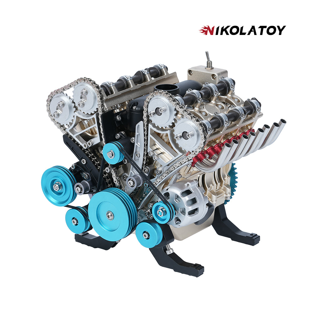 NikolaToy® TECHING V8 Car Engine Model Full Metal Assembling 8-cylinder 500+Pcs Building Kits