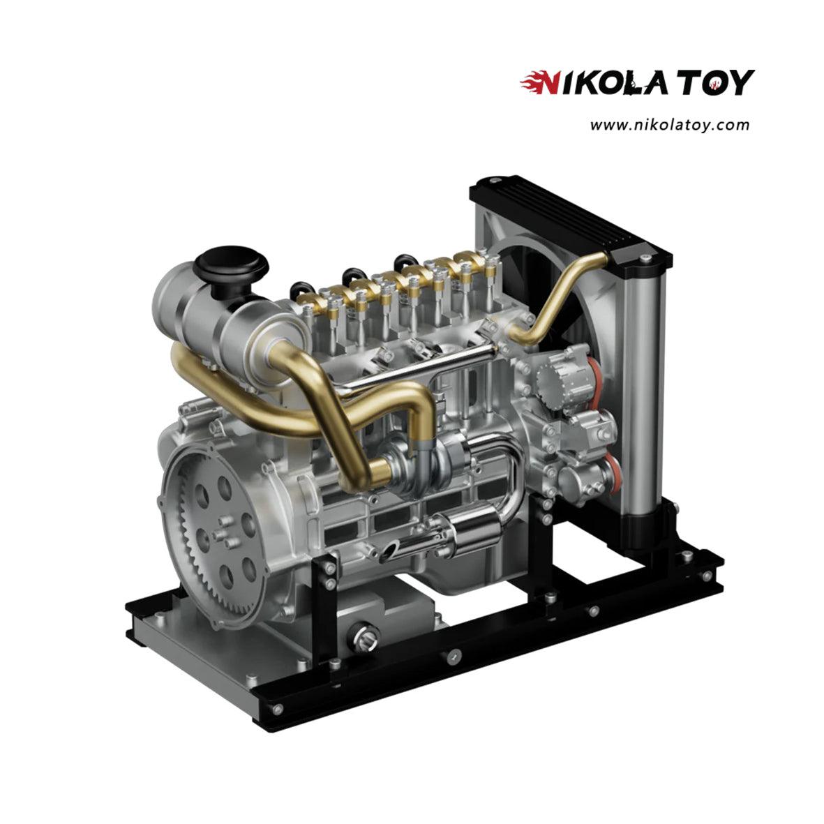 NIKOLATOY® TECHING Workable Mini Diesel 4-cylinder Engine Metal Model DIY Kits