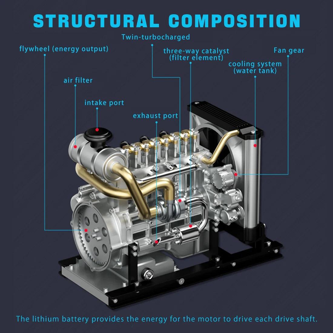 NIKOLATOY® TECHING Workable Mini Diesel 4-cylinder Engine Metal Model DIY Kits 4 NIKOLATOY® TECHING Workable Mini Diesel 4-cylinder Engine Metal Model DIY Kits