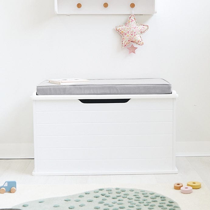 Taylor Toy Box w/ Corduroy Cushion 14 Silver Mist