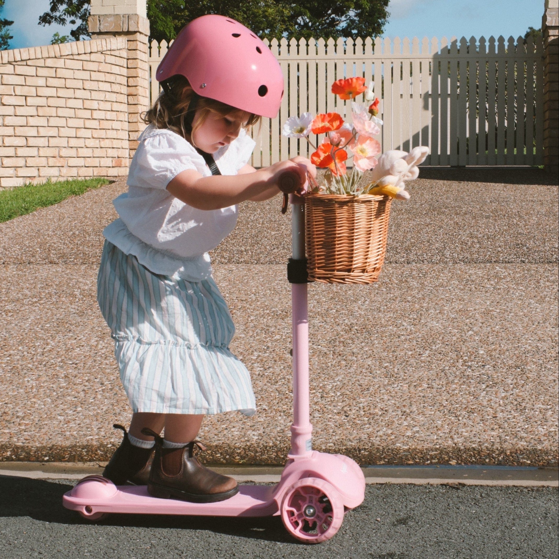 HipKids 3 Wheel Scooter w/ Wicker Basket
