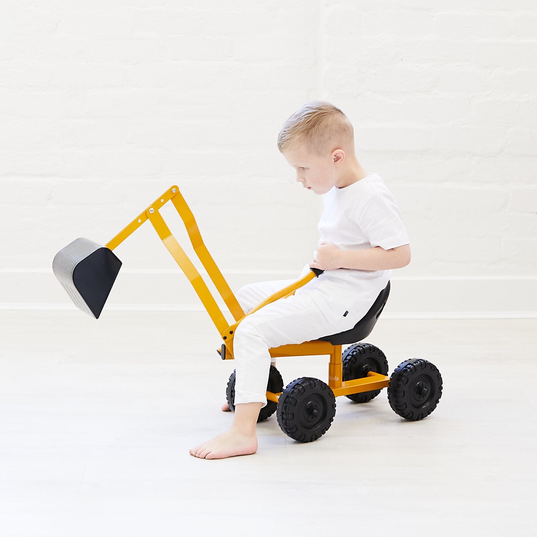 Kids Steel Toy Ride-On Excavator - Mustard 7 Kids Steel Toy Ride-On Excavator - Mustard