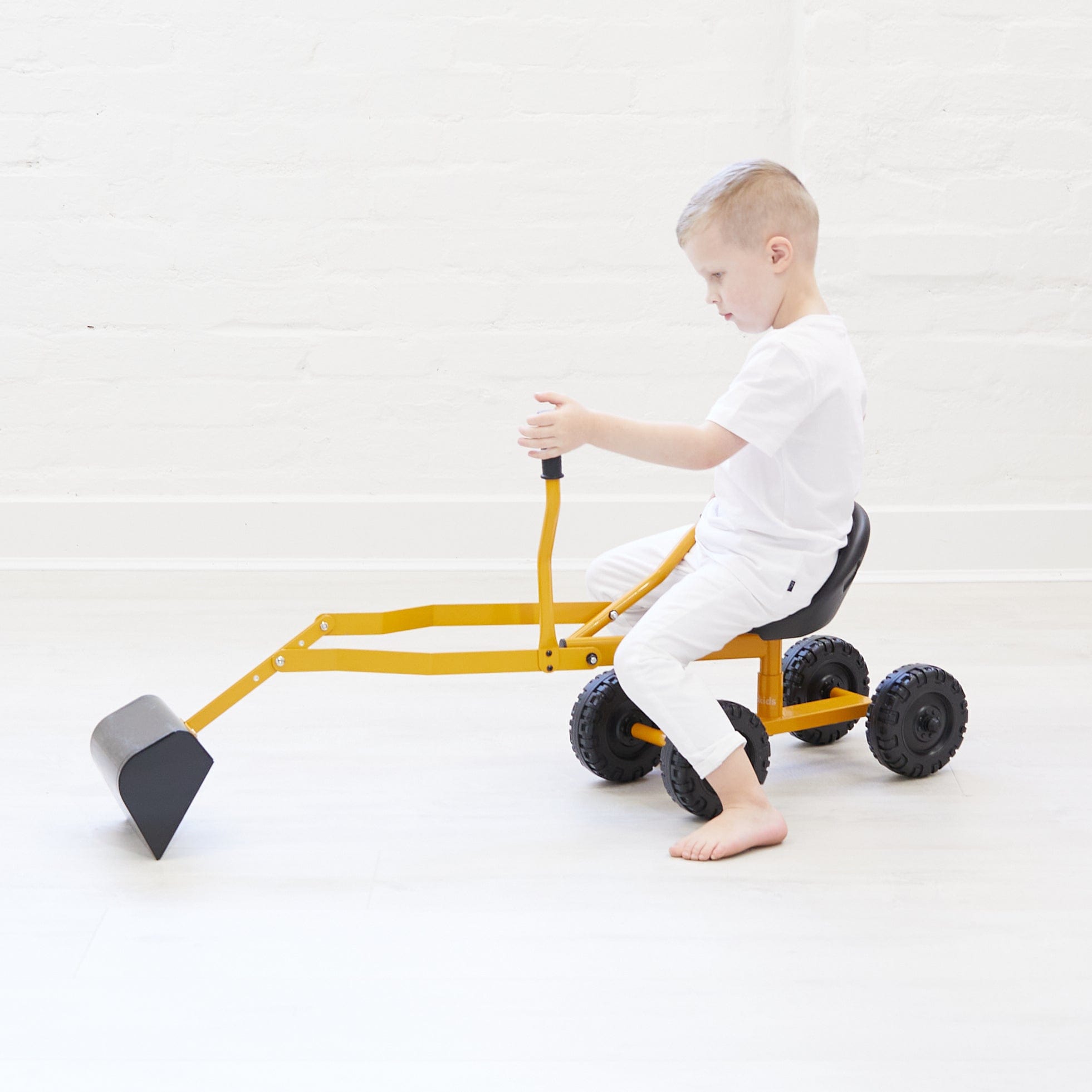 Kids Steel Toy Ride-On Excavator - Mustard 8 Kids Steel Toy Ride-On Excavator - Mustard